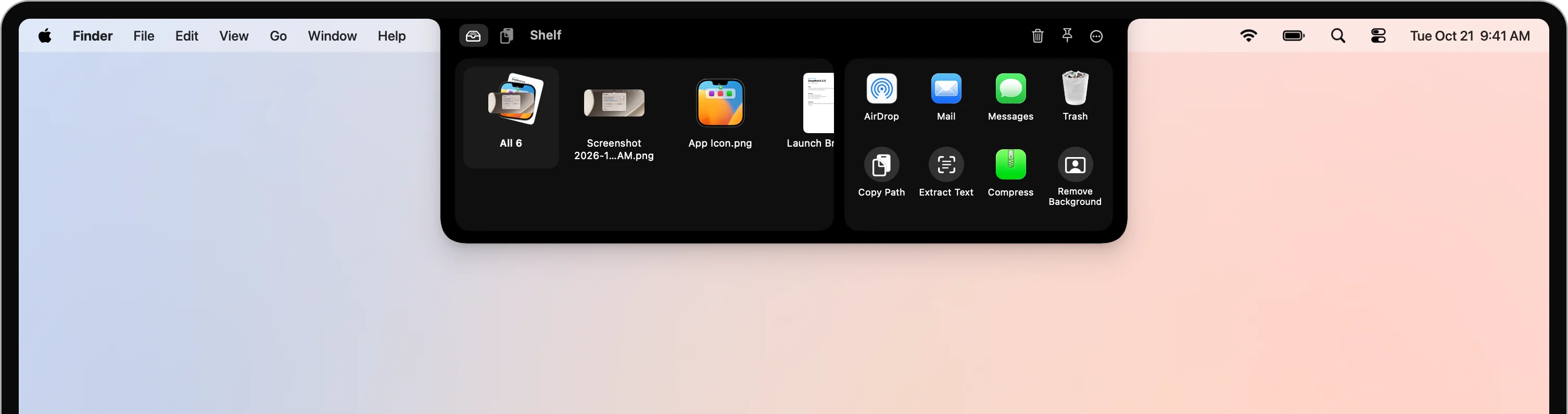 Estante de DropNotch abierto en el notch del MacBook