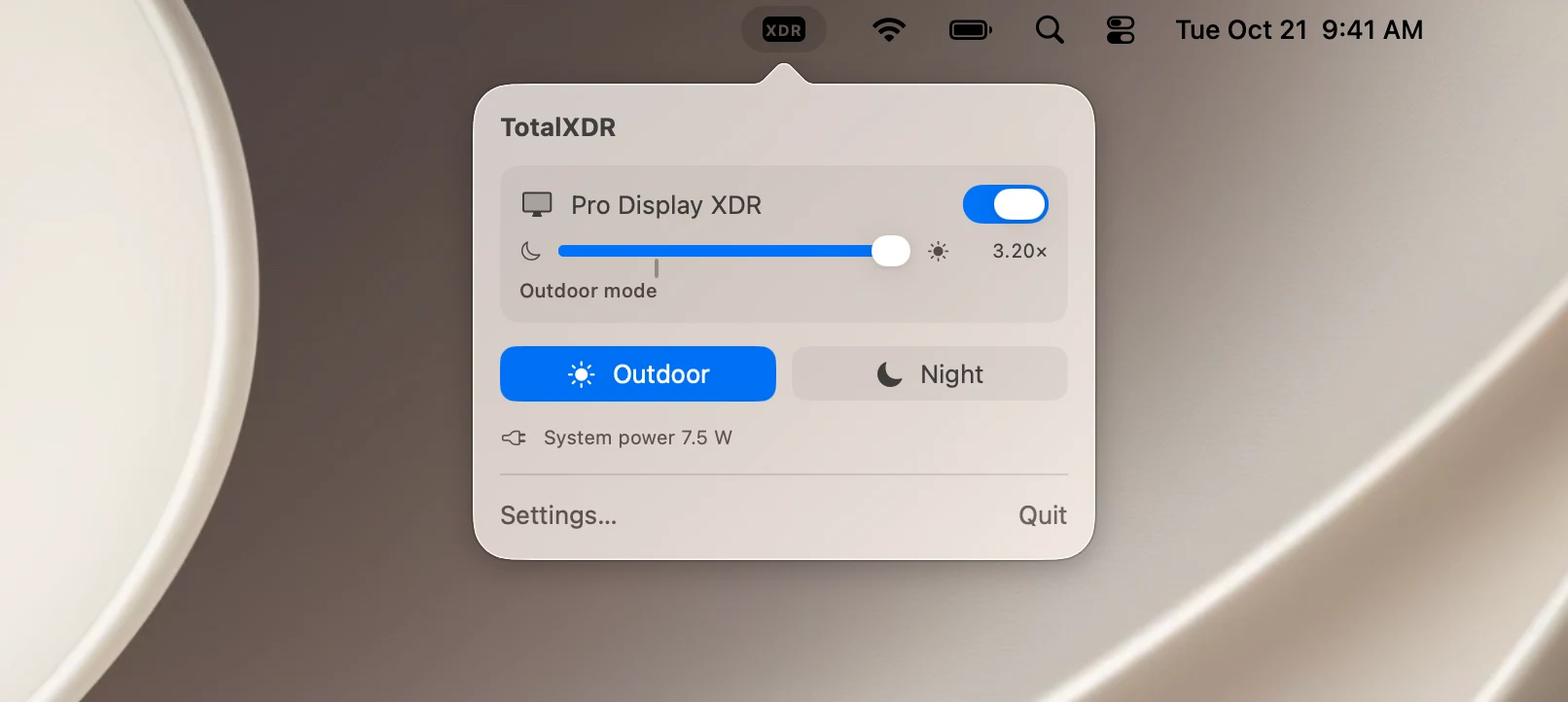 TotalXDR con la modalità esterni attiva